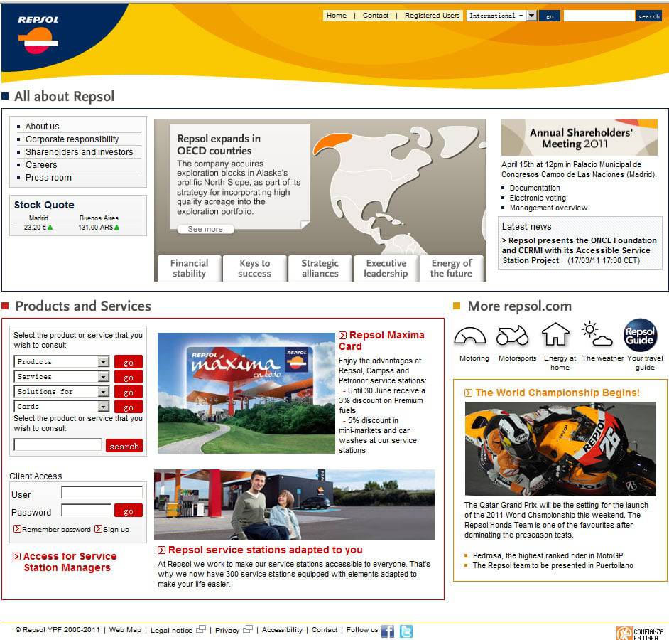 外贸网站建设：学习Repsol公司首页策划--由外贸网站建设|外贸网店建设|SEO网站建设|网站策划|Joomla模板制作|Joomla/Magento网站建设|网络营销专家新龙提供