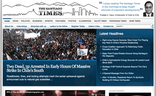 Santiago Times 圣地亚哥时报使用JOOMLA-外贸网站建设专家新龙翻译