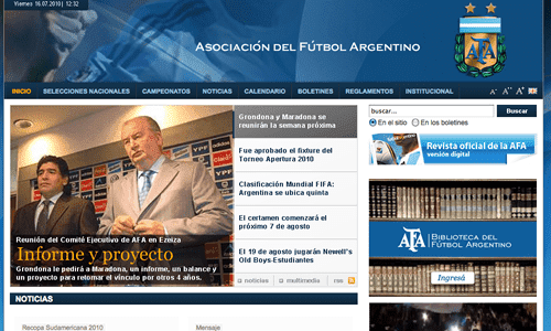 阿根廷足协网站使用Joomla-外贸网站建设专家新龙翻译