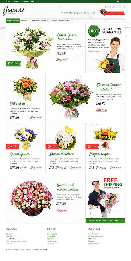 外贸网站建设欣赏-花卉植物类网页设计