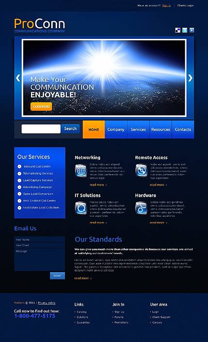 外贸网站建设欣赏-通讯类企业网页设计