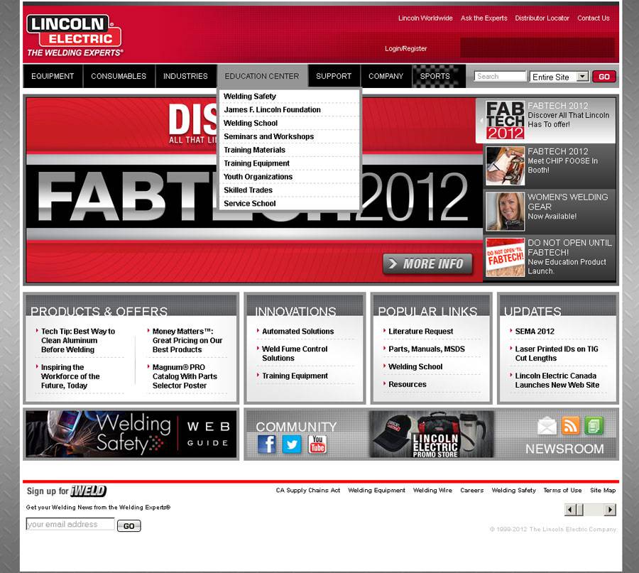电焊机类WELDER外贸顶尖网站内容组织和栏目-外贸网站建设专家新龙制作