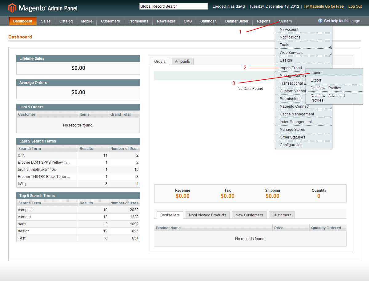 Dashboard-Magento-Admin-System-Import-Export-Import