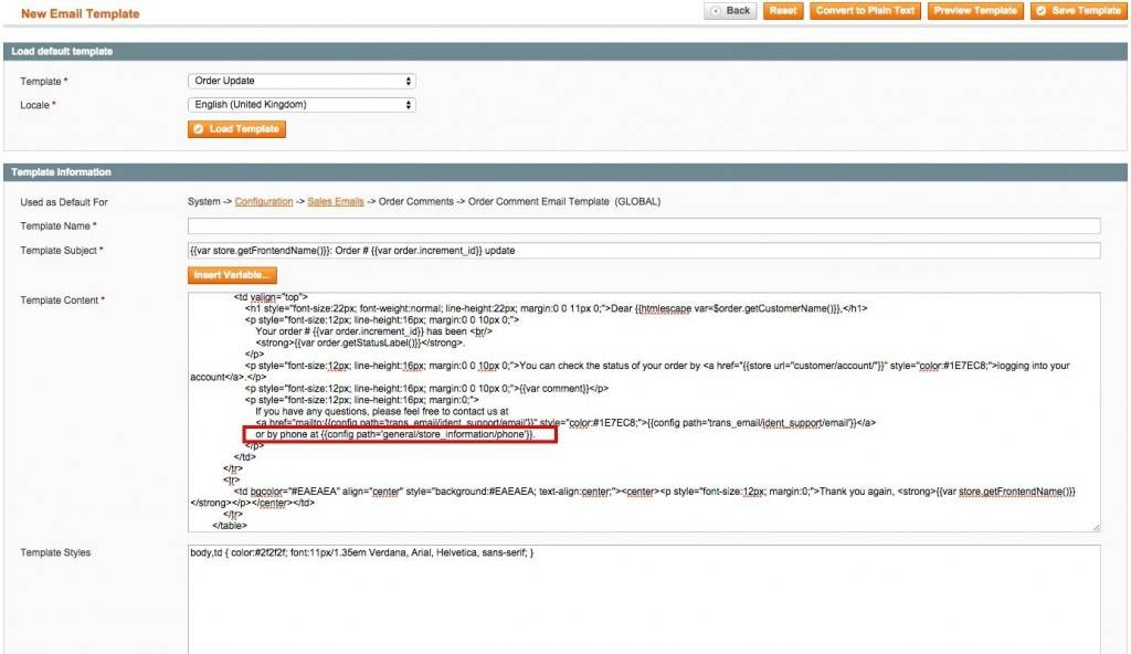 mageno建站:设置自定义邮件模板