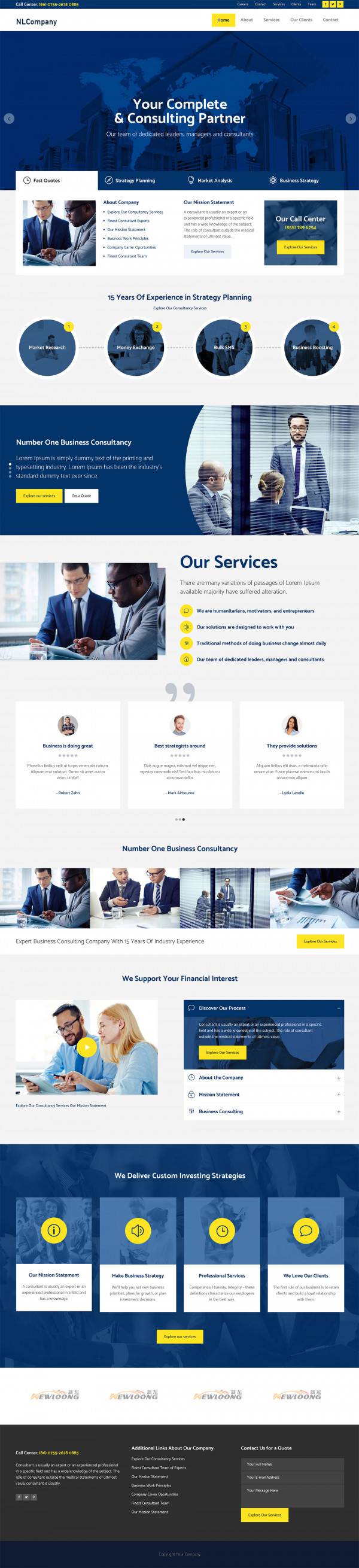 稳重的蓝色风格公司集团网页设计