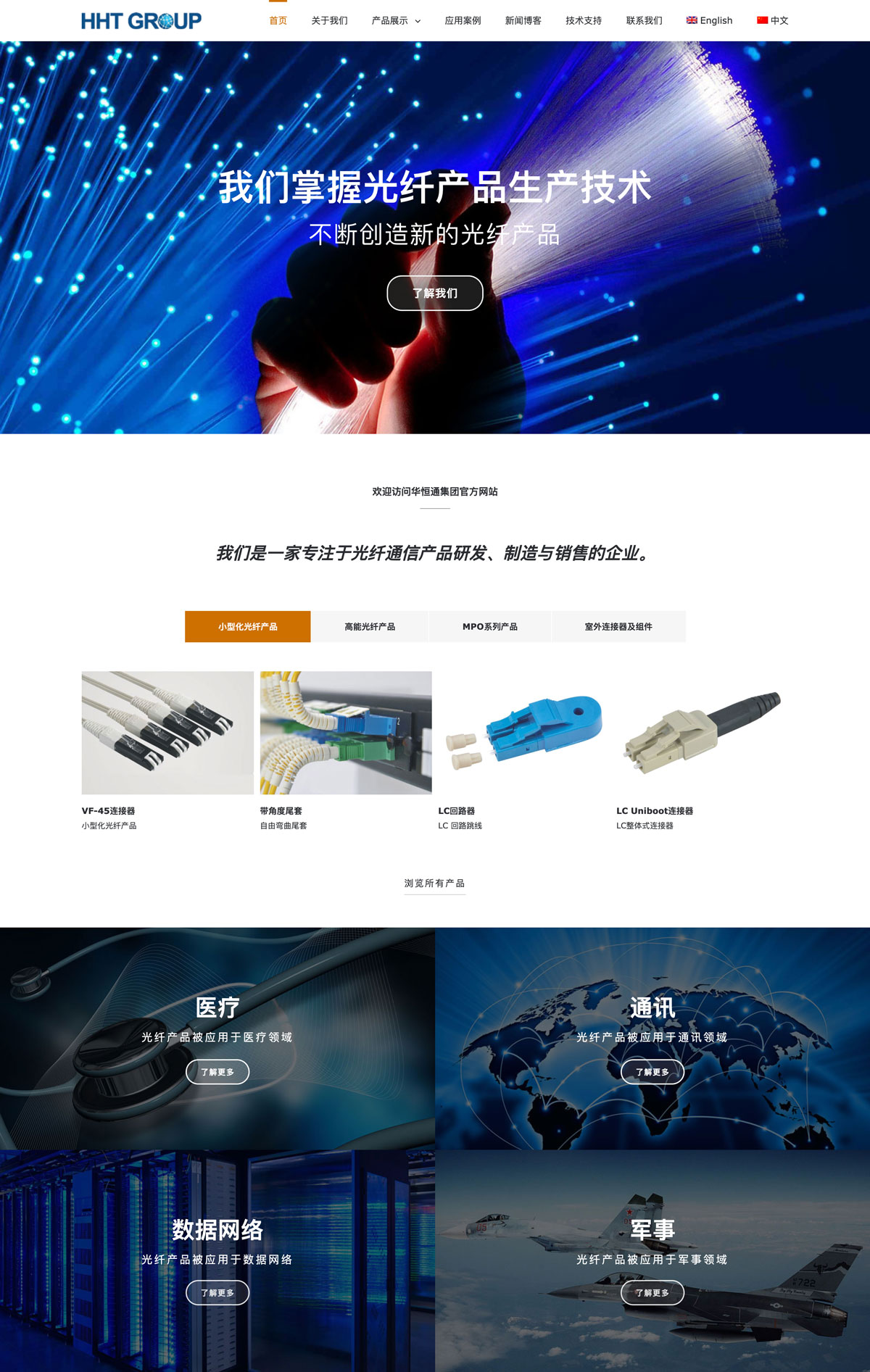 通讯行业光纤产品企业中英文网站