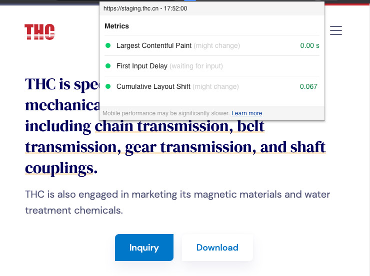 新龙建站Core Web Vitals评测优秀