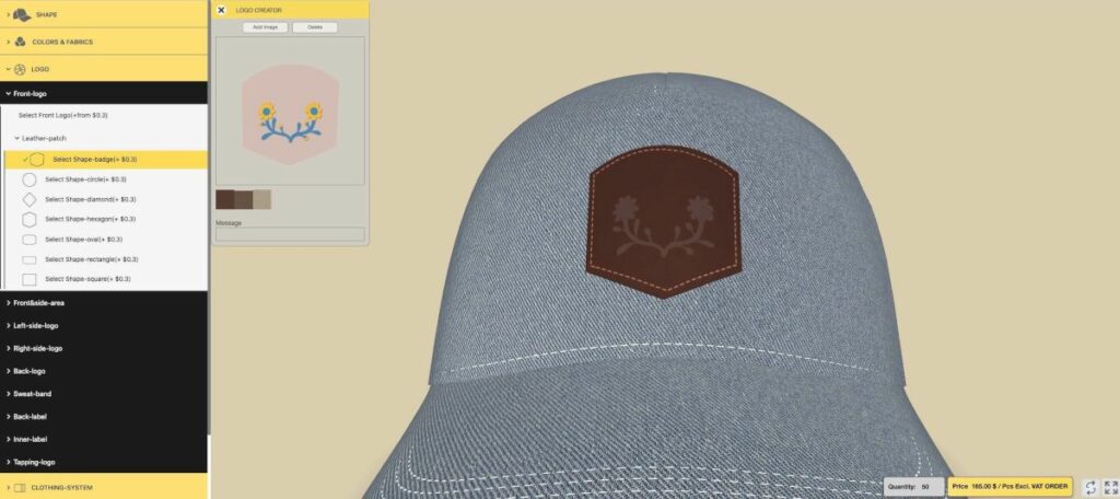 3D产品配置器|电商产品3D棒球帽在线定制购物车网站功能介绍