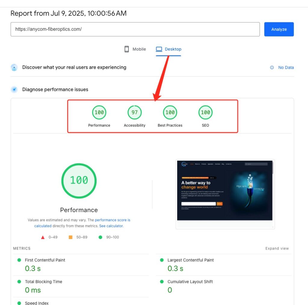 anycom桌面端谷歌Google性能测试优秀